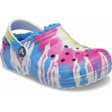 Crocs Classic Bélelt Tie-Dye Graphic Clog Papucs Fiú Színes | HU 1454BEXC